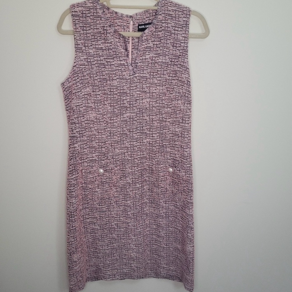 Karl‎ Lagerfeld Women's Tweed Dress Pink Black and White Size 10